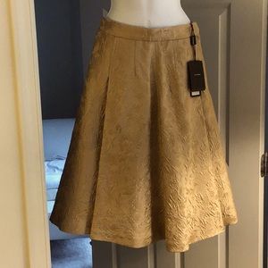 DOLCE & GABBANA ANTIQUE GOLD JACQUARD FULL MIDI SKIRT